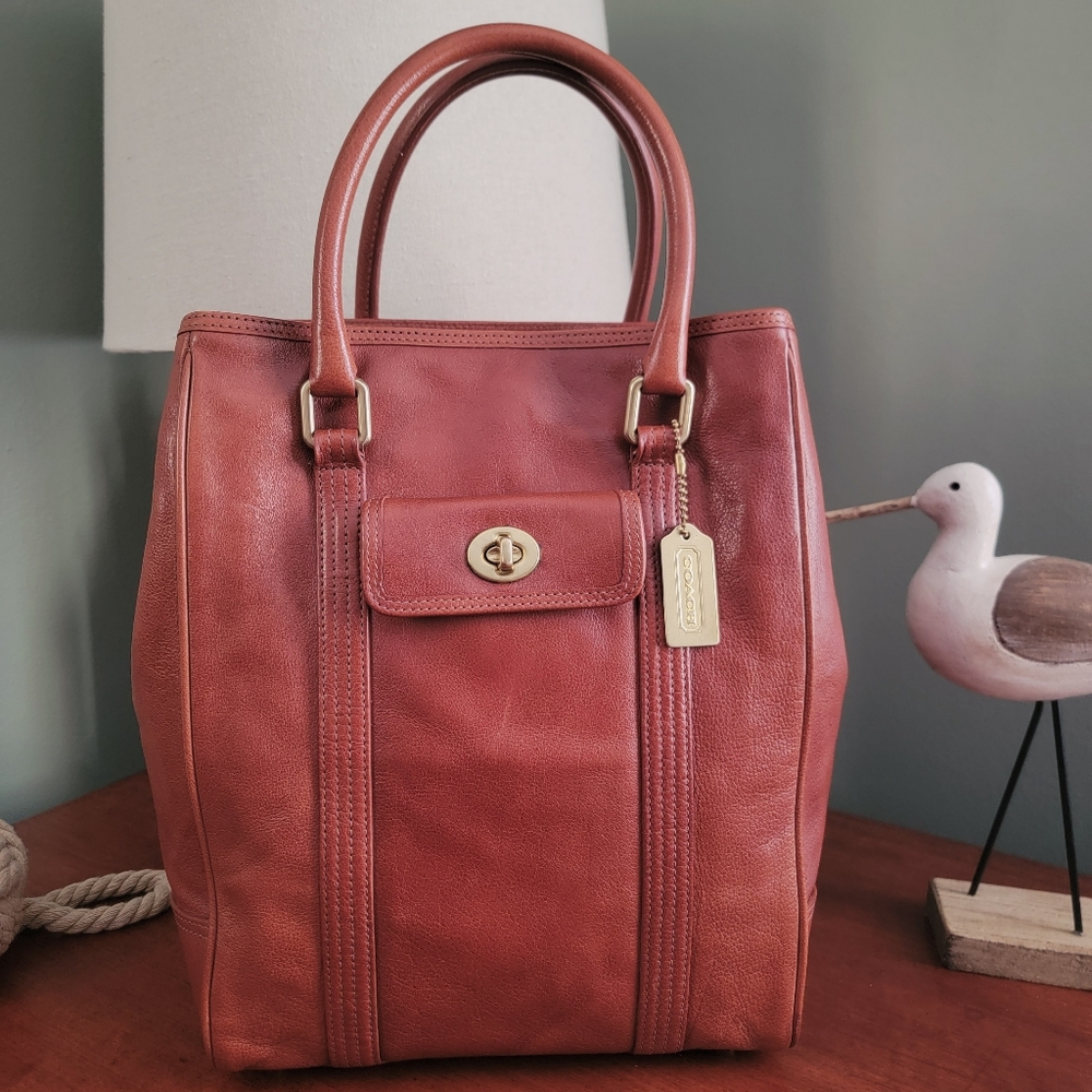 Coach 9704 Buffalo Hide Paper Bag Tote British Tan Leather Bag Vintage